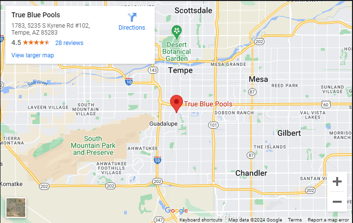 Map Showing The Location Of True Blue Pools