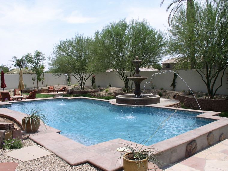 Geometic pool with waterfall remodel contractors in Mesa