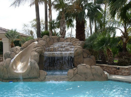 Custom Pool with Waterfall and Slide