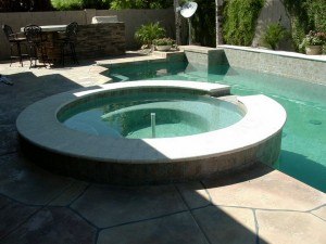 Spa as winter pool focal point
