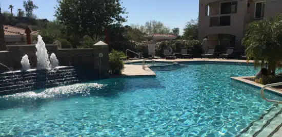 Large Pools Construction With Stairs, Built-in Spa, And Spitters In Chandler, AZ