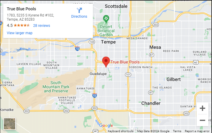 Map Showing The Location Of True Blue Pools